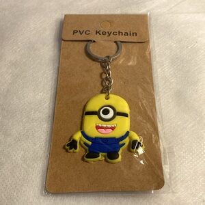 NWOT - Minion PVC Keychain & Round Metal Key Ring Holder